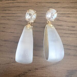 Alexis Bittar Gold and White Large Lucite Asterales Earrings
